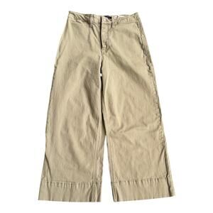 BCBGeneration High-Rise Wide-Leg Cropped Twill Pants Sage Green Sz 11